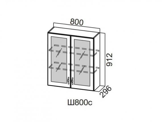 Шкаф навесной со стеклом 800 Ш800с-912 912х800х296мм Прованс